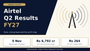 Airtel Q2 results FY27: 5 November date, Rs 6,792 crore net income base and Rs 264 ARPU